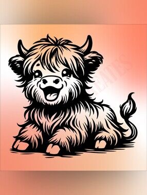 *2 For $20* Cute Highland Cow Calf  Handcrafted Vinyl Decal Sticker